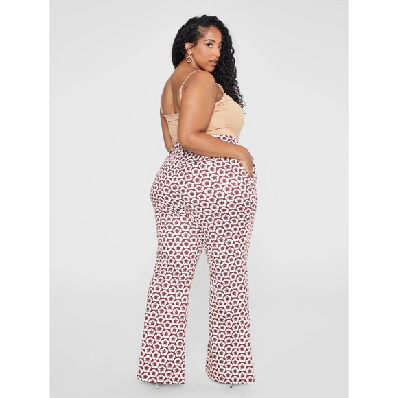 Gabi Fresh Giselle Floral Print Flare Bell Bottom Pants Womens 3X Burgundy Ivory - Picture 2 of 14